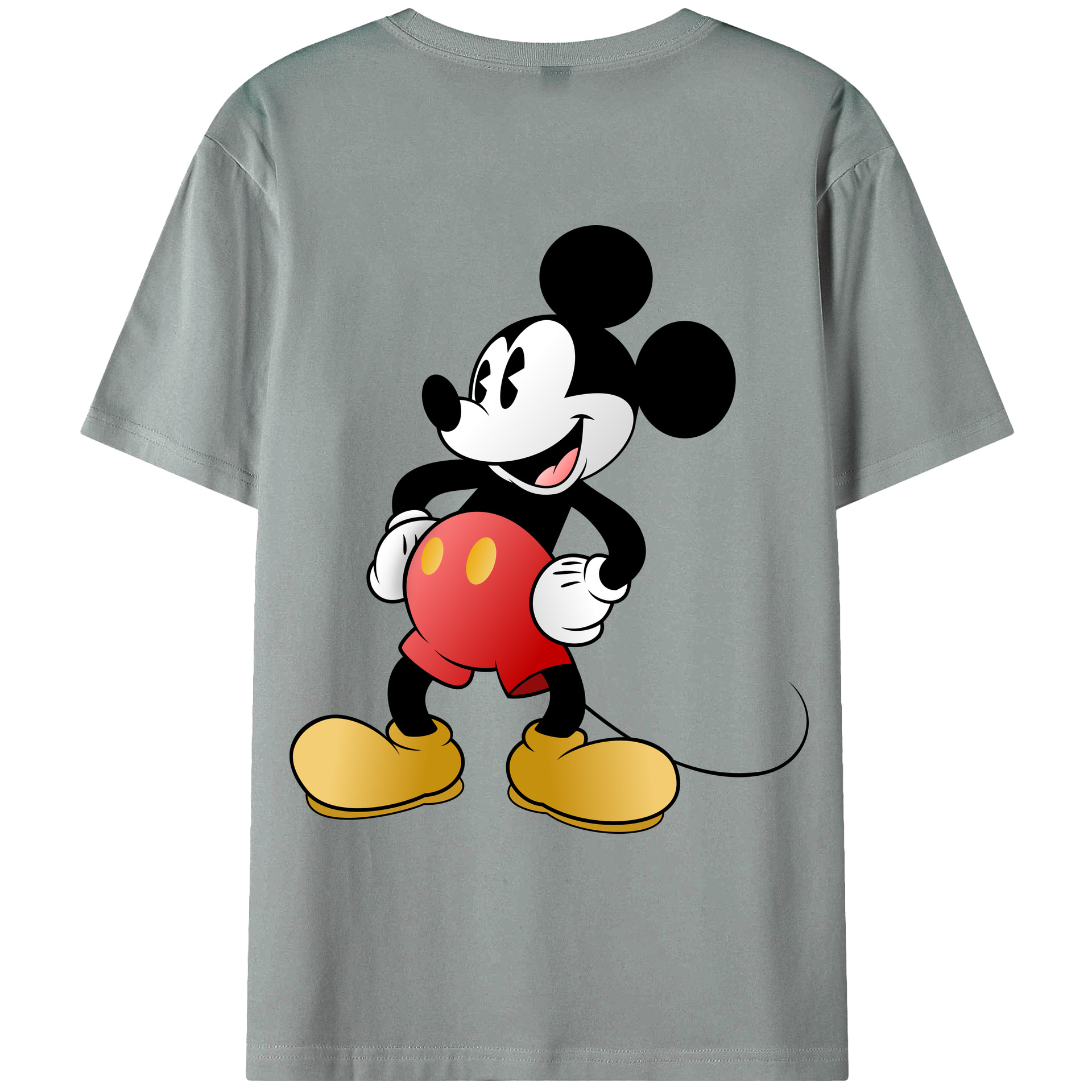 ミッキーマウス Mickey Mouse 綿100％ メンズ半袖Tシャツ（バックプリント） 通気性